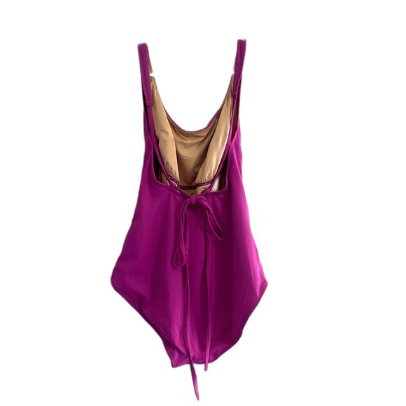 Land of Women One Piece Swimsuit Magenta Purple Lace Up Back Size Medium - Picture 2 of 4